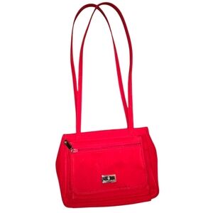 Frankie & Johnnie Red Nylon Microfiber Retro Crossbody Bag